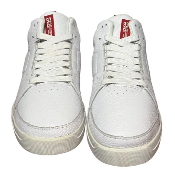 K1X Mens 93 Mid Top White Basketball Sneakers Size 11 Leather Red Detailing - Picture 1 of 9